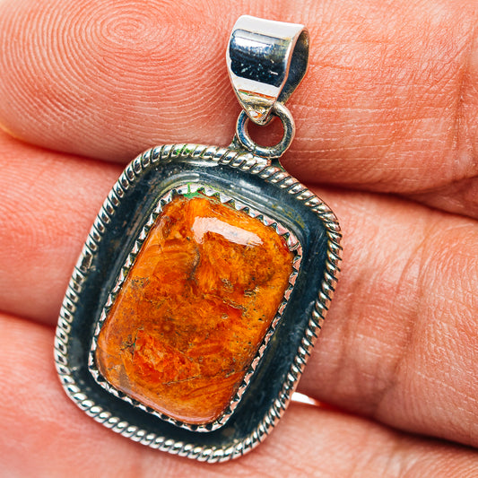 Southwestern Style Sponge Coral Pendant 1 3/8" (.925 Sterling Silver)