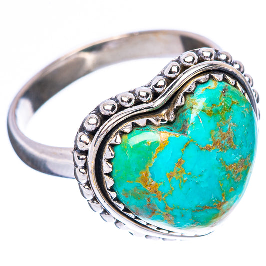 Kingman Turquoise Heart Ring Size 8.5 (925 Sterling Silver) R4033