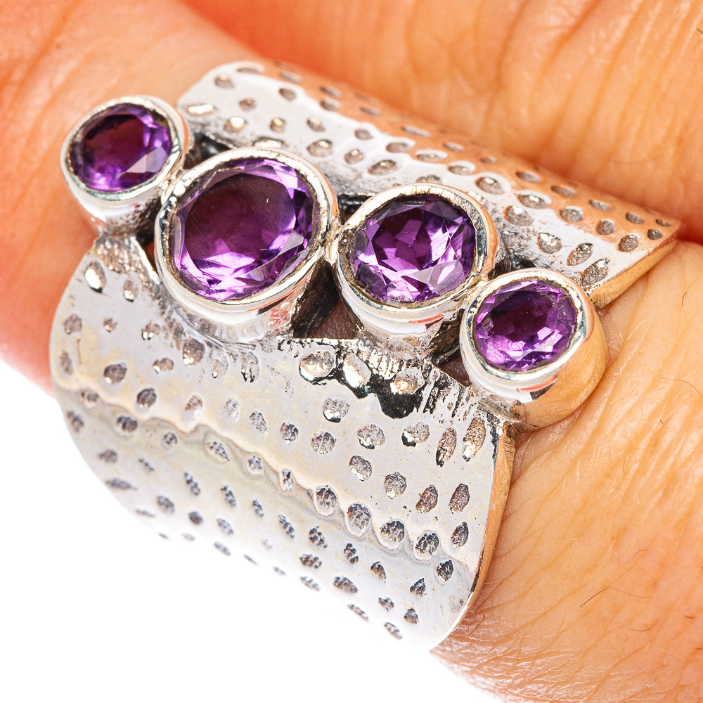 Faceted Amethyst Ring Size 6.75 (925 Sterling Silver) R1460
