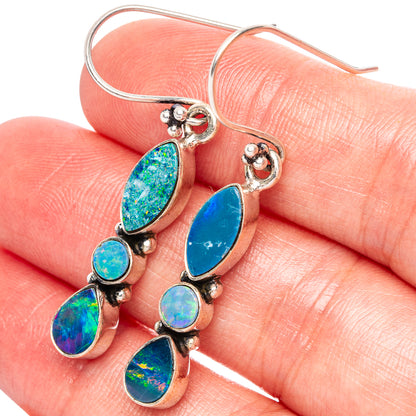 Rare Doublet Opal Earrings 1 5/8" (.925 Sterling Silver)