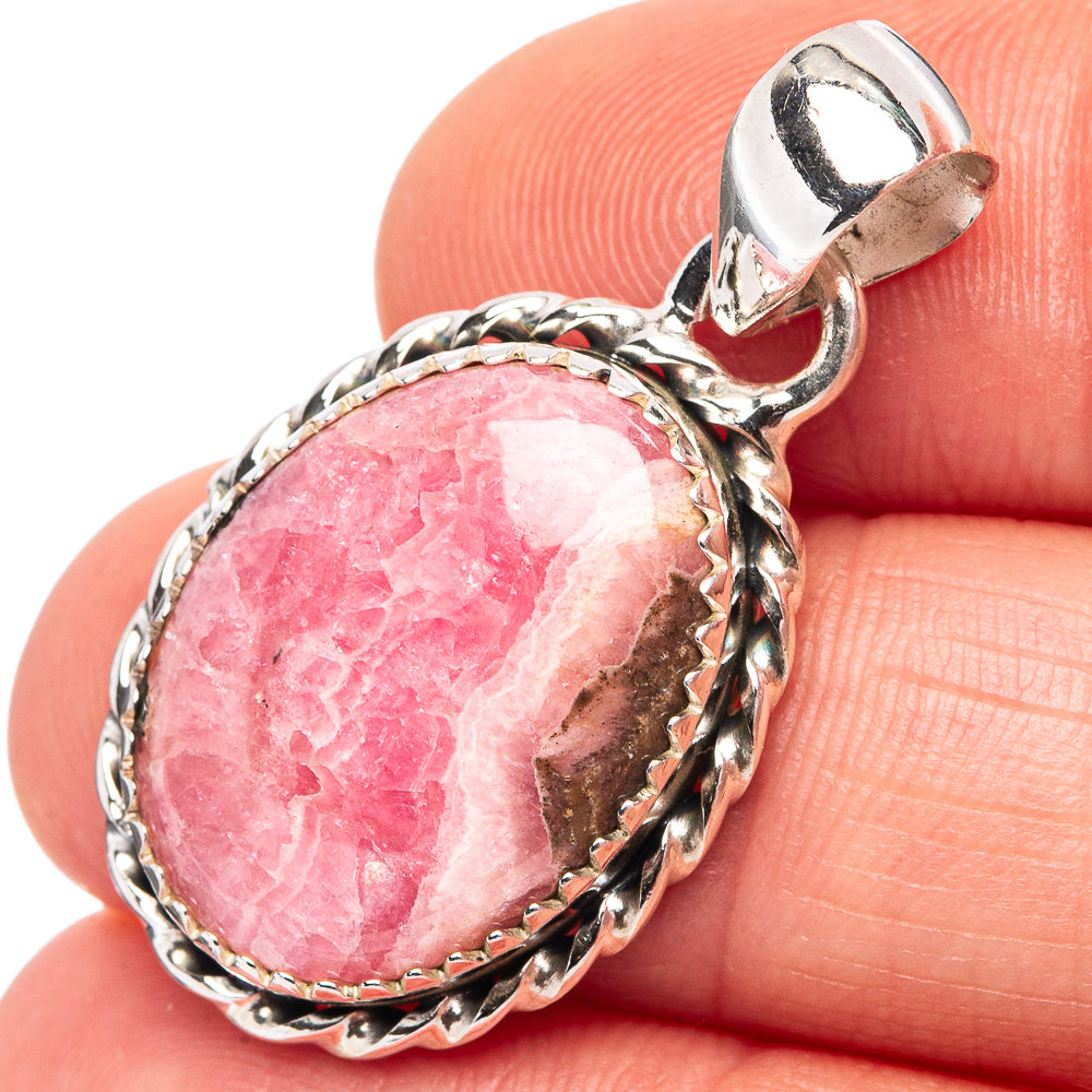Rhodochrosite Pendant 1 3/8" (.925 Sterling Silver)
