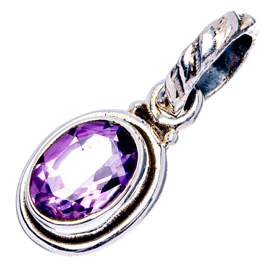 Sterling silver amethyst pendant bail and oval faceted purple gemstone