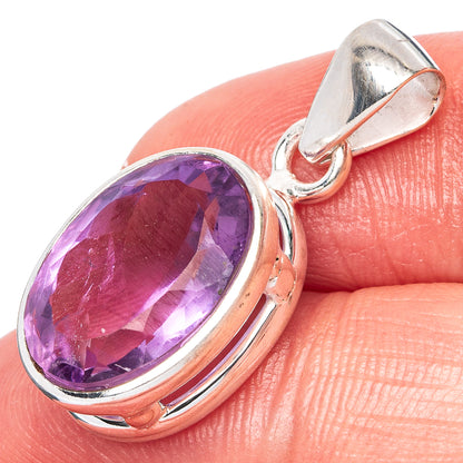 Faceted Amethyst Pendant 1 1/8" (925 Sterling Silver) P42995