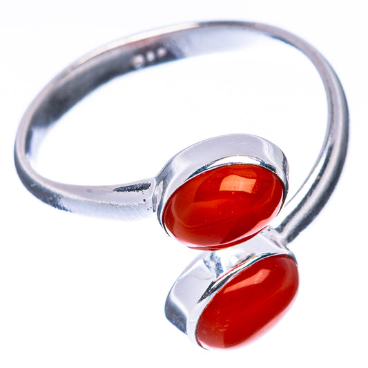 Carnelian Dainty Ring Size 7 Adjustable (925 Sterling Silver) R5702