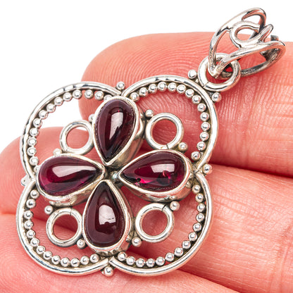 Garnet Pendant 1 5/8" (925 Sterling Silver) P40998