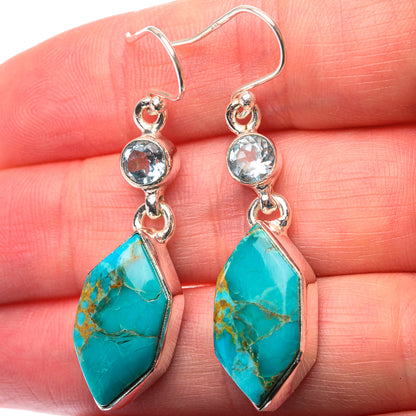 Chrysocolla, Blue Topaz Earrings 1 3/4" (925 Sterling Silver) EARR432153