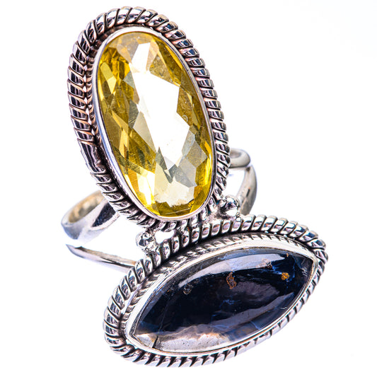 Large Pietersite, Lemon Quartz Ring Size 7.5 (925 Sterling Silver) R140631