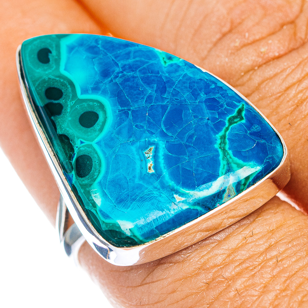 Premium Malachite In Chrysocolla Ring Size 9 (.925 Sterling Silver)