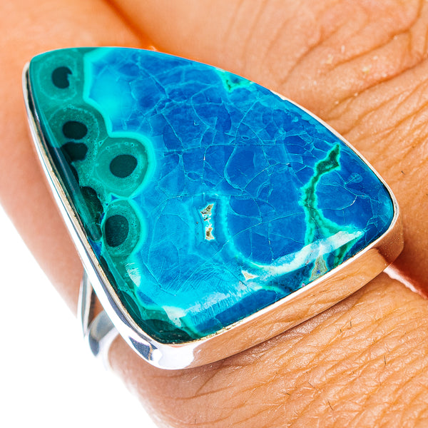 Premium Malachite In Chrysocolla Ring Size 9 (.925 Sterling Silver)