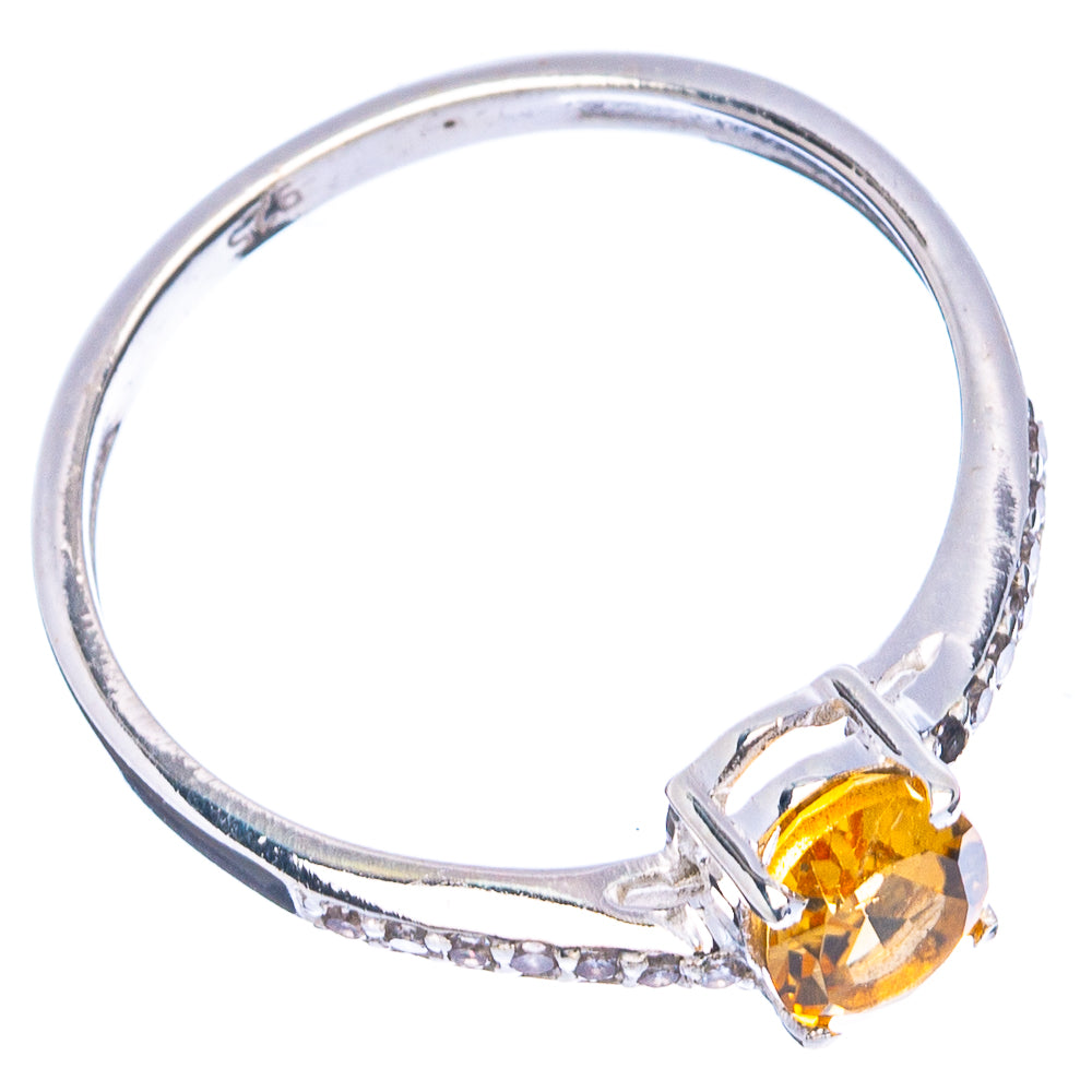 Value Faceted Citrine, Cubic Zirconia Ring Size 8 (.925 Sterling Silver)