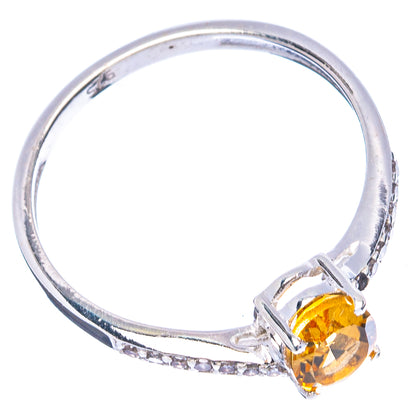 Value Faceted Citrine, Cubic Zirconia Ring Size 8 (.925 Sterling Silver)