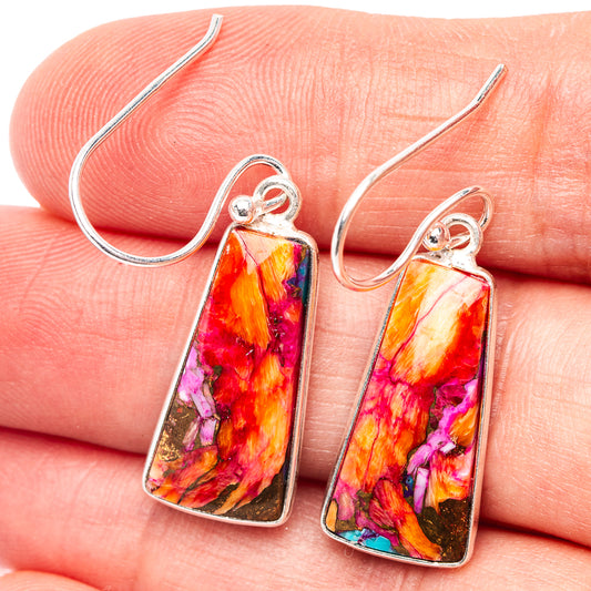 Multicolor gemstone drop hook earrings in .925 sterling silver with oval bezel