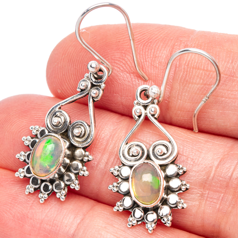 Rare Ethiopian Opal Earrings 1 3/8" (925 Sterling Silver) E433324