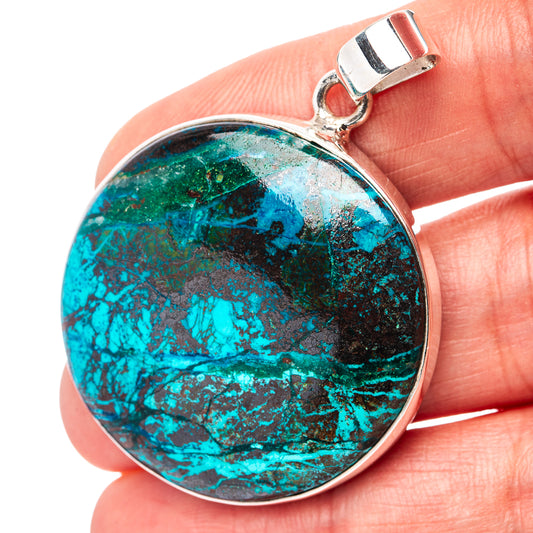 Premium Chrysocolla Pendant 1 3/4" (.925 Sterling Silver)