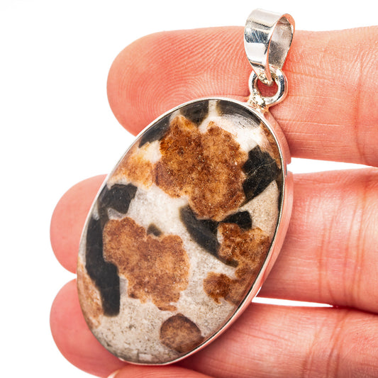Garnet In Limestone Pendant 2" (.925 Sterling Silver)