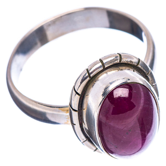 Sterling silver oval ruby ring, side view showing bezel and split band