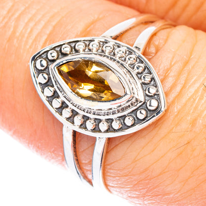 Faceted Citrine Dainty Ring Size 7.5 (925 Sterling Silver) R147033