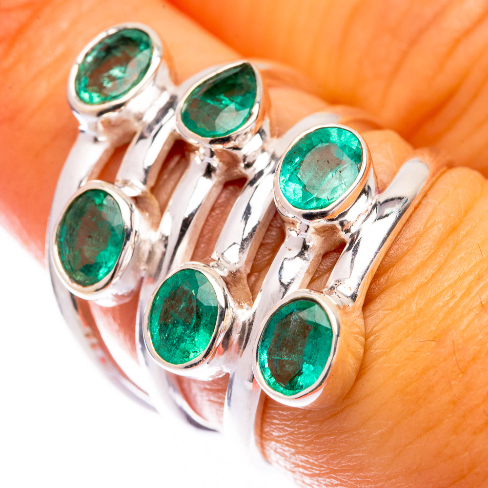 Zambian Emerald Ring Size 7.25 (925 Sterling Silver) R140720