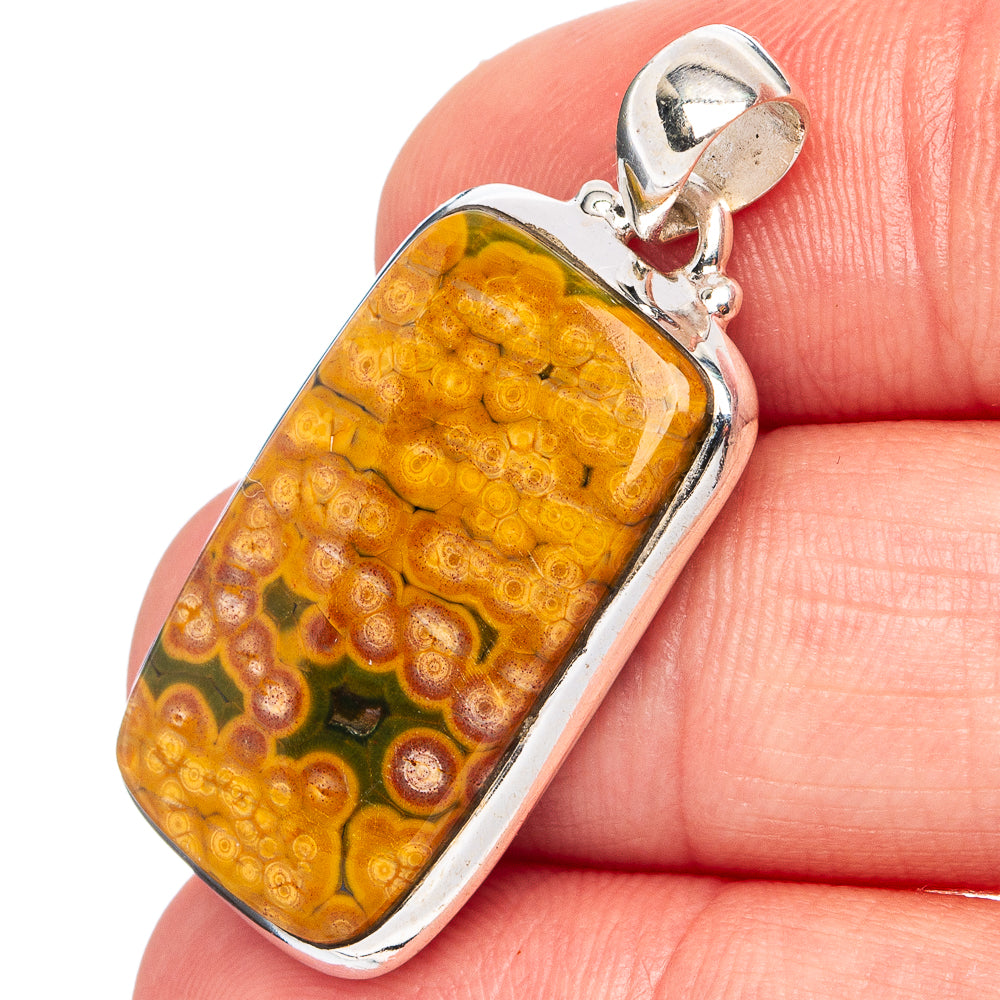 Ocean Jasper Pendant 1 3/8" (.925 Sterling Silver)