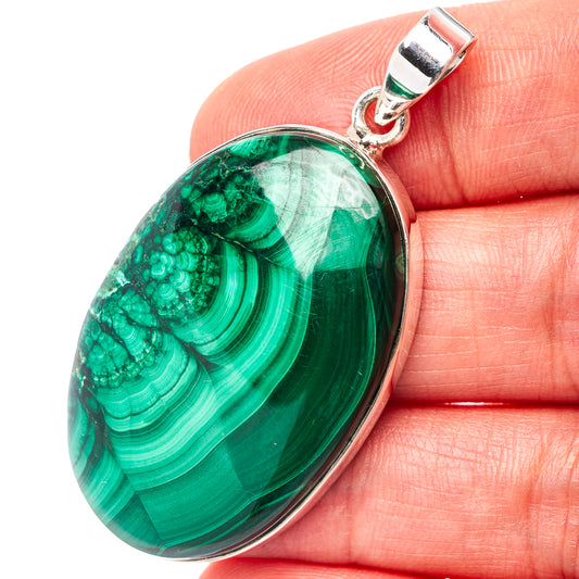 Malachite Pendant 2" (.925 Sterling Silver)