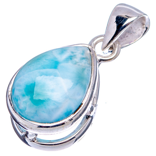 Larimar gemstone pendant in .925 sterling silver teardrop setting