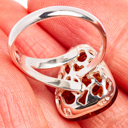 Baltic Amber Ring Size 8 Adjustable (.925 Sterling Silver)