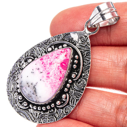 Pink Dendritic Opal Pendant 2 1/8" (German Silver)