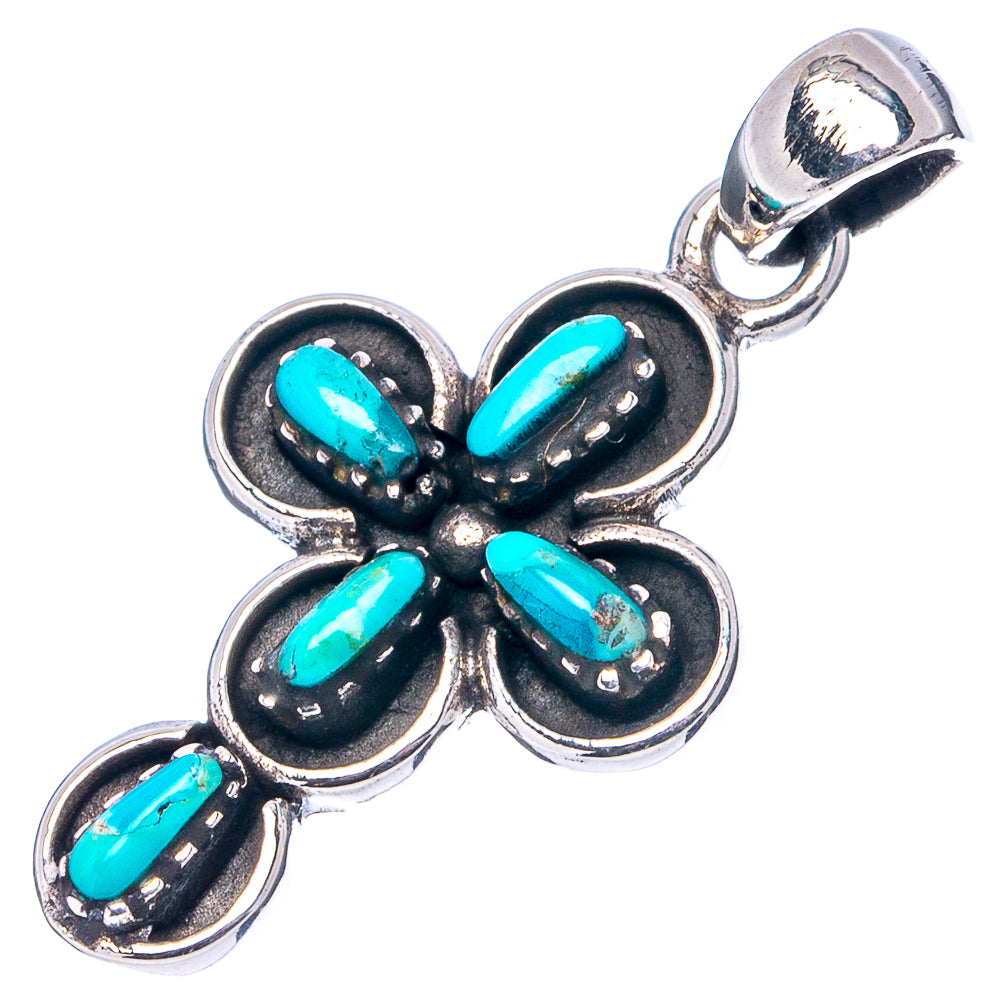Mohave Turquoise Cross Pendant 1 1/8" (.925 Sterling Silver)