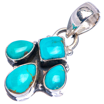 Sterling silver turquoise pendant with loop bail and five set blue-teal stones