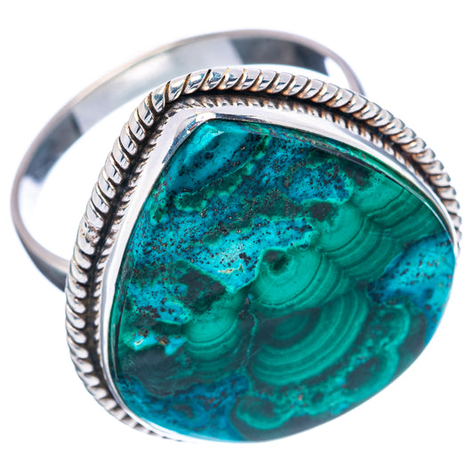 Sterling silver oval gemstone ring with rope border and large teal-green cabochon