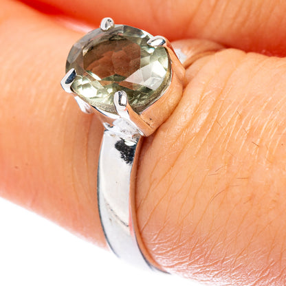 Value Faceted Green Amethyst Ring Size 7 (925 Sterling Silver) R3355