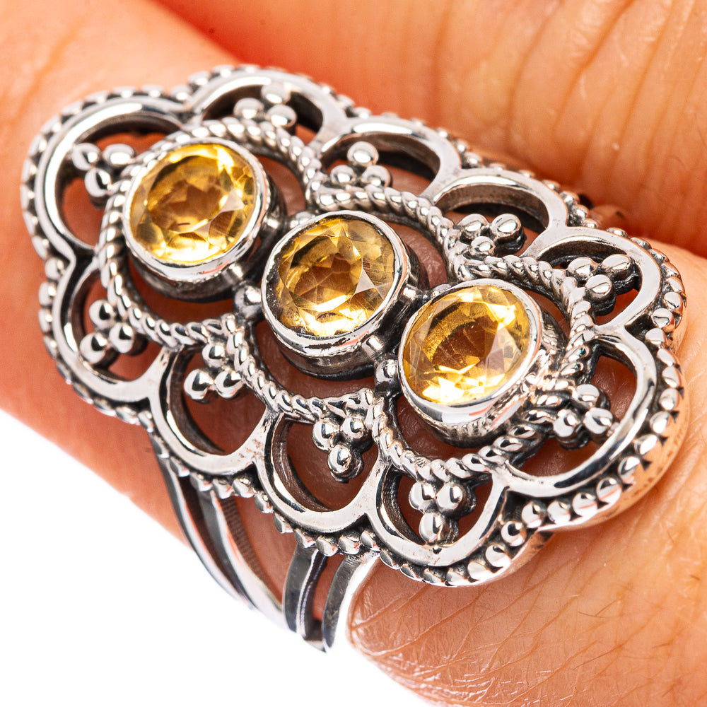Faceted Citrine Ring Size 6.75 (925 Sterling Silver) R3221