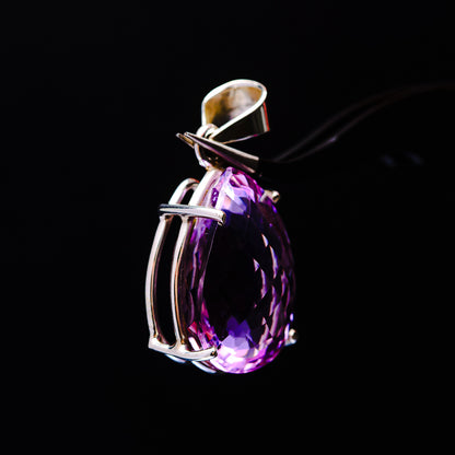 20.31ct Faceted Brazilian Amethyst Pendant 1 3/8" (.925 Sterling Silver)