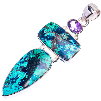 Azurite, Amethyst Pendant 2 1/8" (925 Sterling Silver) P38883