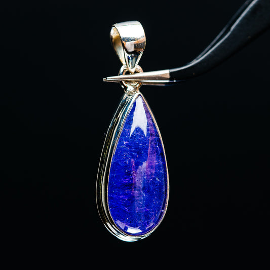 Sterling silver teardrop tanzanite pendant, blue gemstone