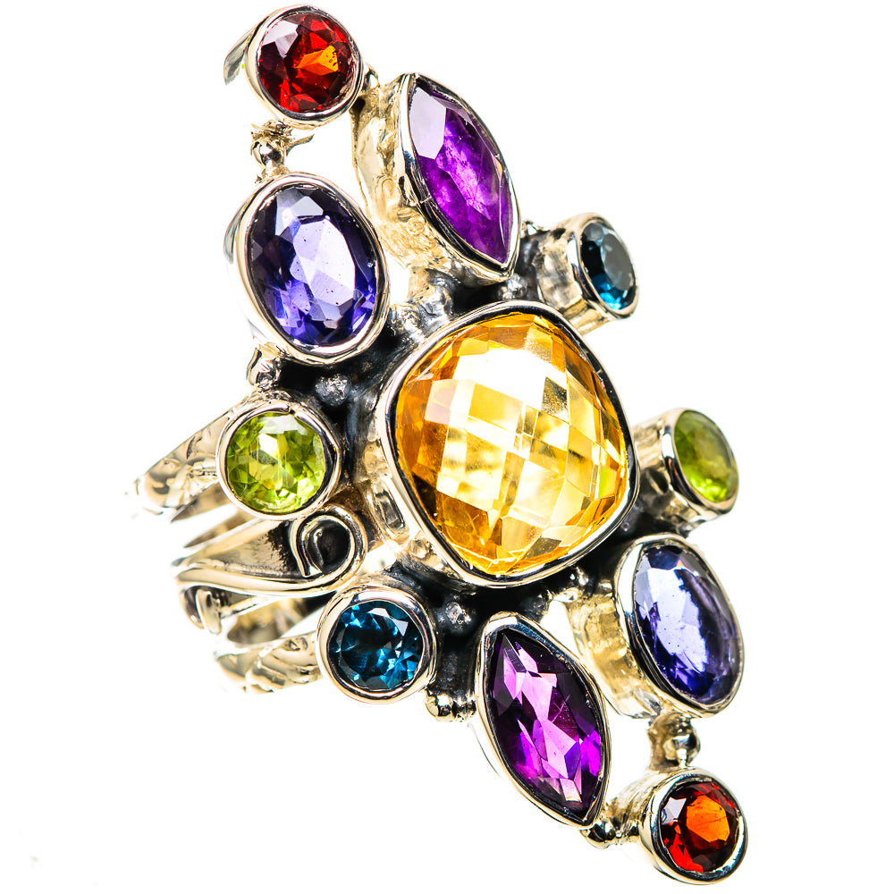 Signature Large Faceted Citrine, Amethyst, Tanzanite, Blue Quartz, Peridot, Garnet Ring Size 6 (925 Sterling Silver) RING138158