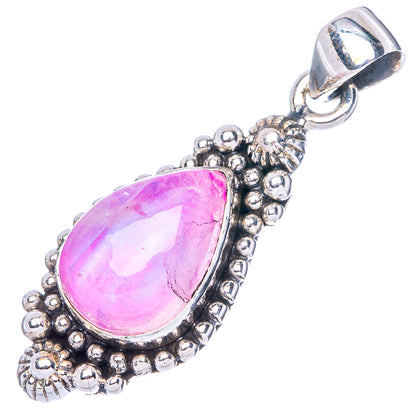 Pink Moonstone Pendant 1 3/8" (925 Sterling Silver) P42416