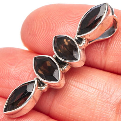 Smoky Quartz Dainty Pendant 1 3/8" (925 Sterling Silver) P43579