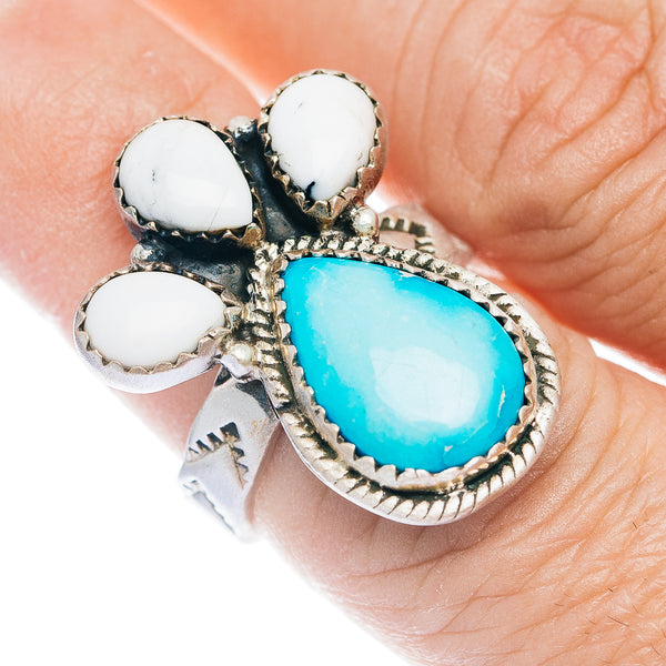 Exclusive Sierra Bella Turquoise, White Buffalo Turquoise Ring Size 7 Adjustable (.925 Sterling Silver)