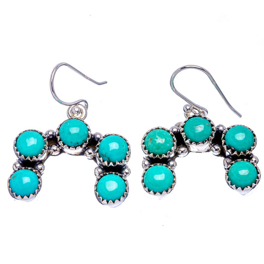 Turquoise drop earrings with six round cabochons in .925 sterling silver bezels