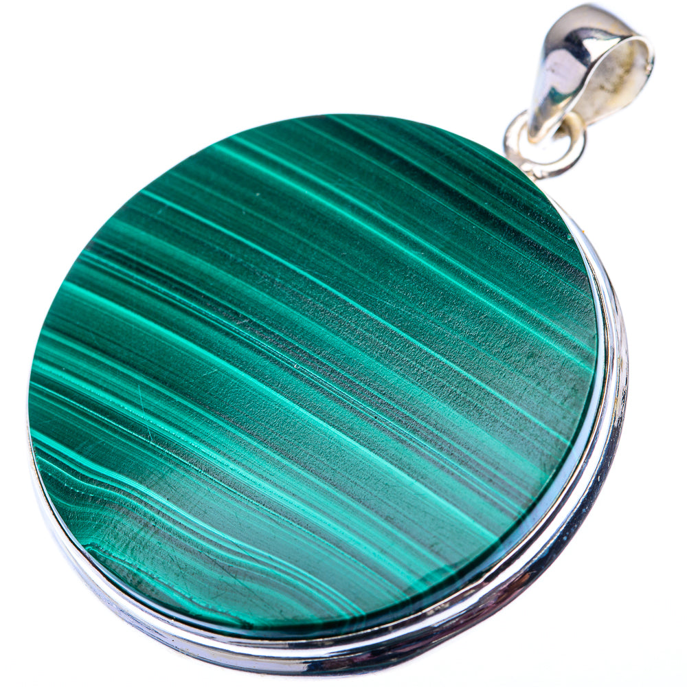 Malachite Coin Pendant 1 7/8" (925 Sterling Silver) PD38537