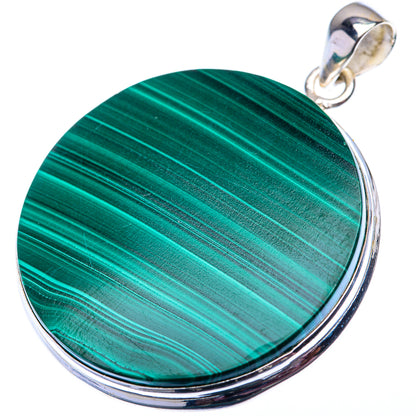 Malachite Coin Pendant 1 7/8" (925 Sterling Silver) PD38537