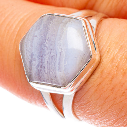 Blue Lace Agate Ring Size 7.5 (925 Sterling Silver) R146833