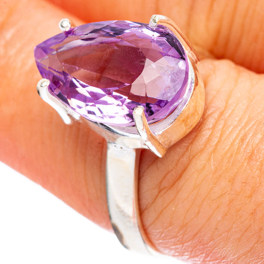 Faceted Amethyst Ring Size 7.75 (925 Sterling Silver) R4585