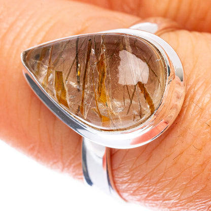 Golden Rutilated Quartz Ring Size 8 (925 Sterling Silver) R2003