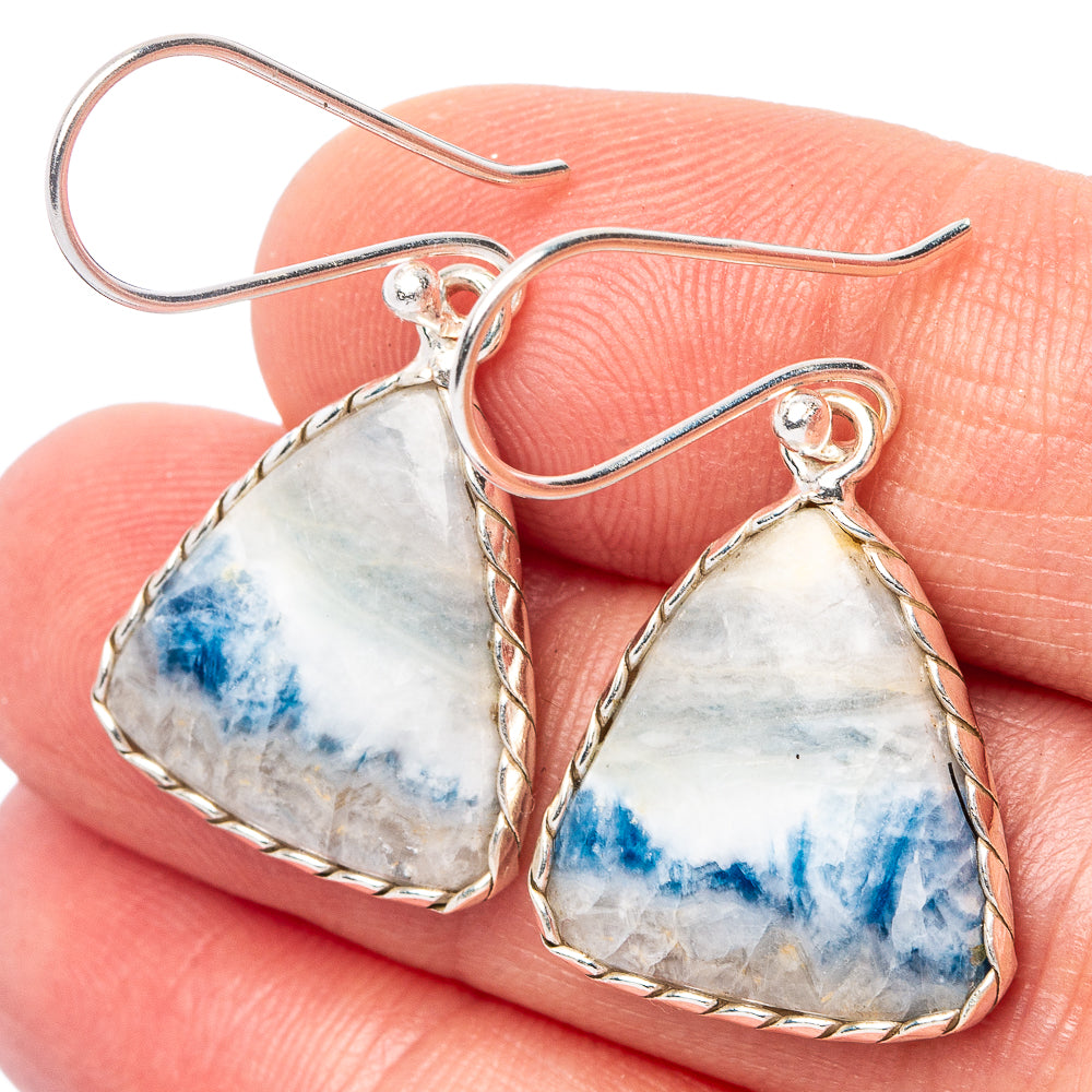 Blue Scheelite Earrings 1 3/8" (.925 Sterling Silver)