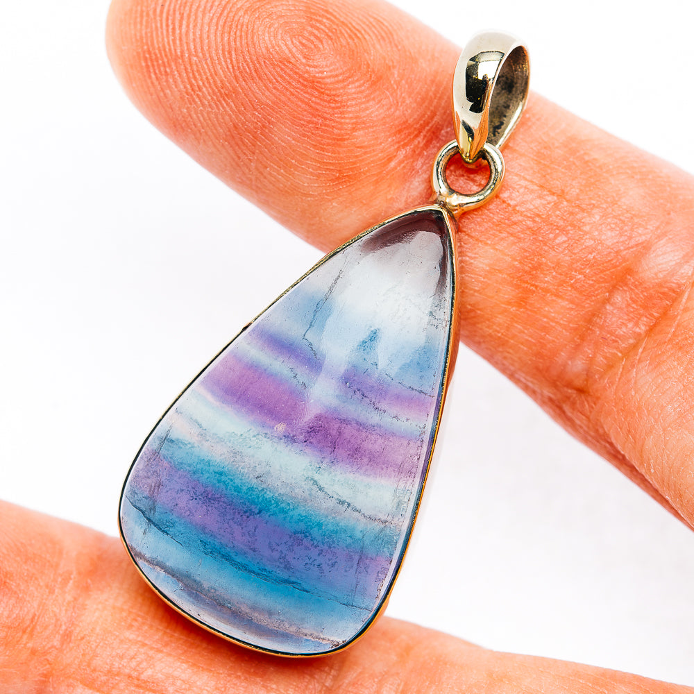 Multi Fluorite Pendant 1 3/4" (German Silver)