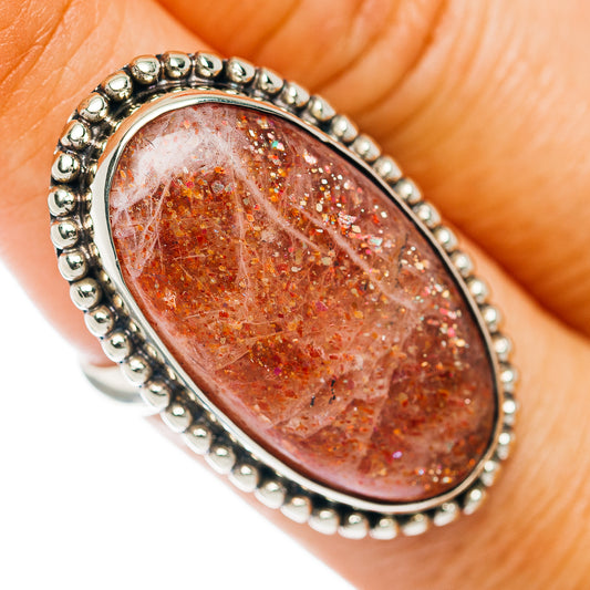 African Sunstone Ring Size 7.75 (German Silver)