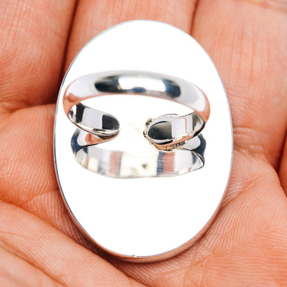 Blue Copper Turquoise Ring Size 8 Adjustable (.925 Sterling Silver)