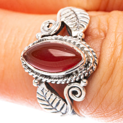 Red Onyx Leaf 925 Sterling Silver Ring Size 6.75 (925 Sterling Silver) R5351